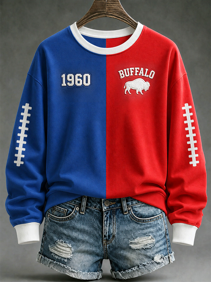 Women's Football Lover Buffalo Print Casual Sweatshirt