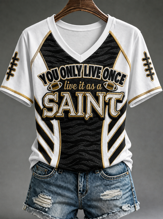 Women's V-neck off-shoulder short-sleeved T-shirt