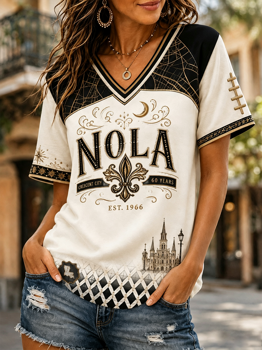Women's New Orleans Saints Linen Short-Sleeved T-Shirt