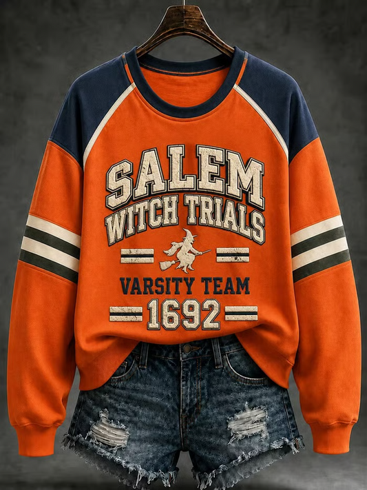 Women's Halloween witch print Regular Sweatshirt