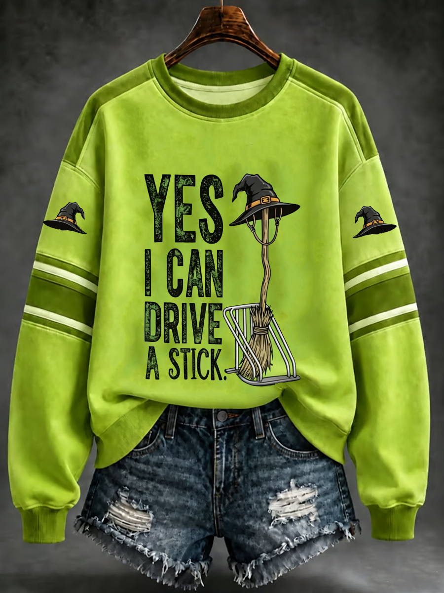Women's Halloween witch print Regular Sweatshirt