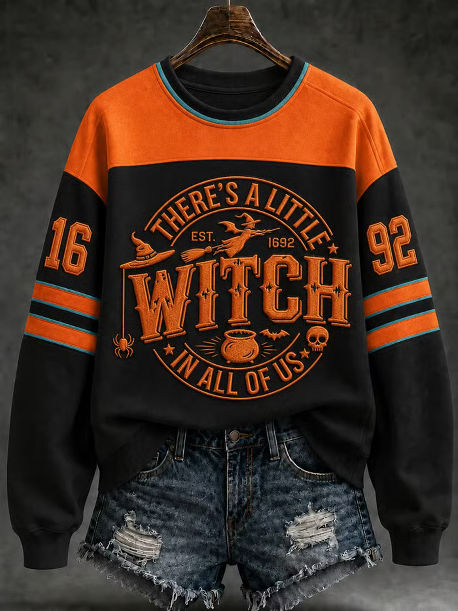 Women's Halloween witch print Regular Sweatshirt