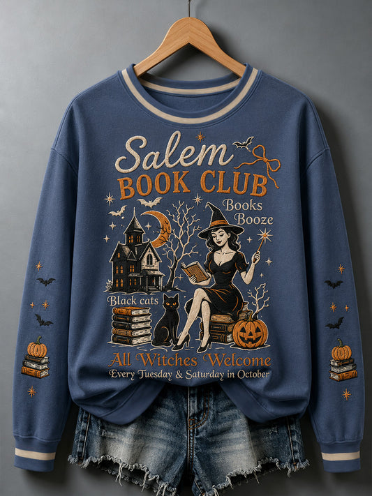 Women's Halloween Salem Book Club Print Sweatshirt
