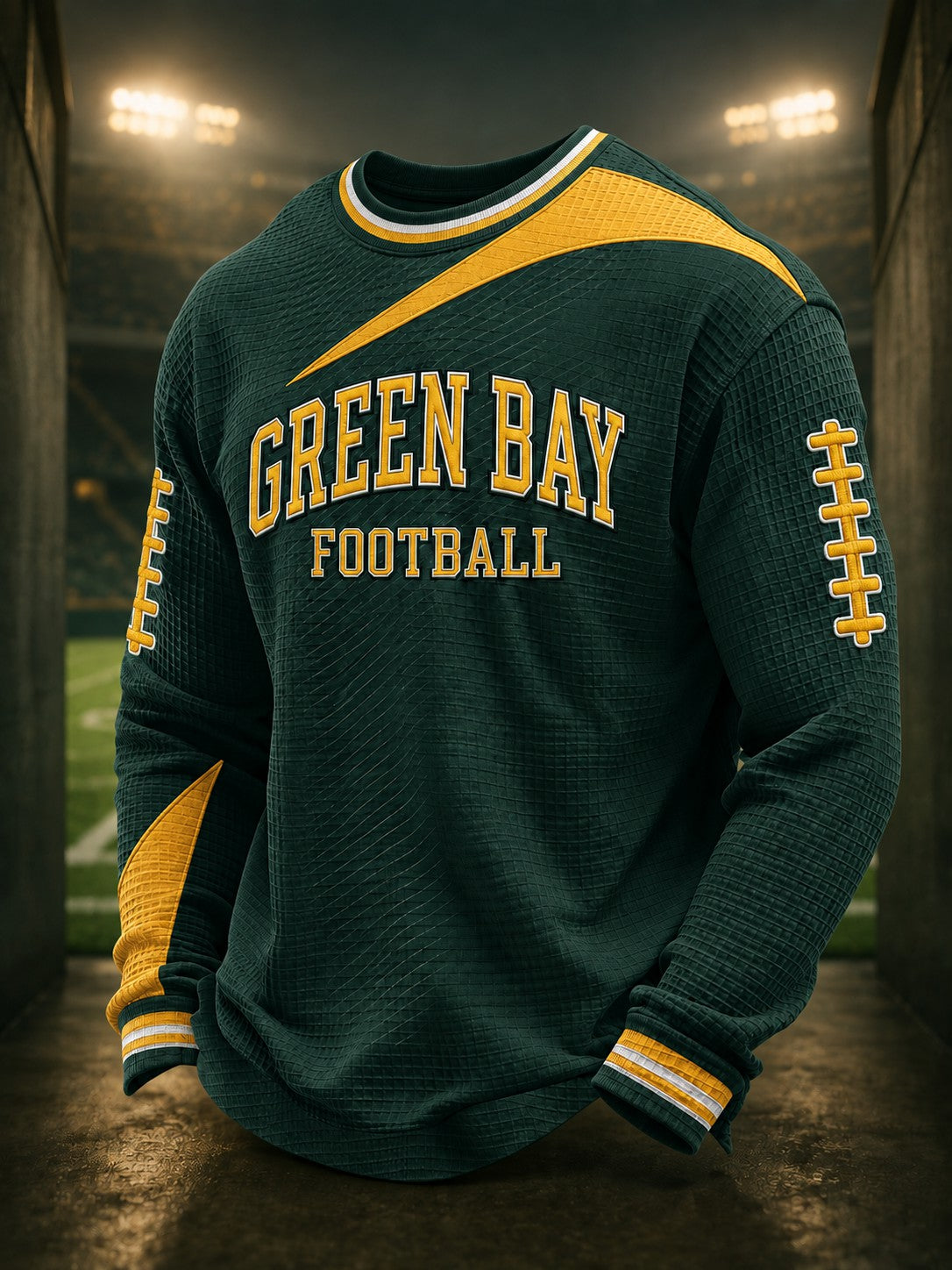 Men's Football Printed Waffle Long Sleeve T-Shirt