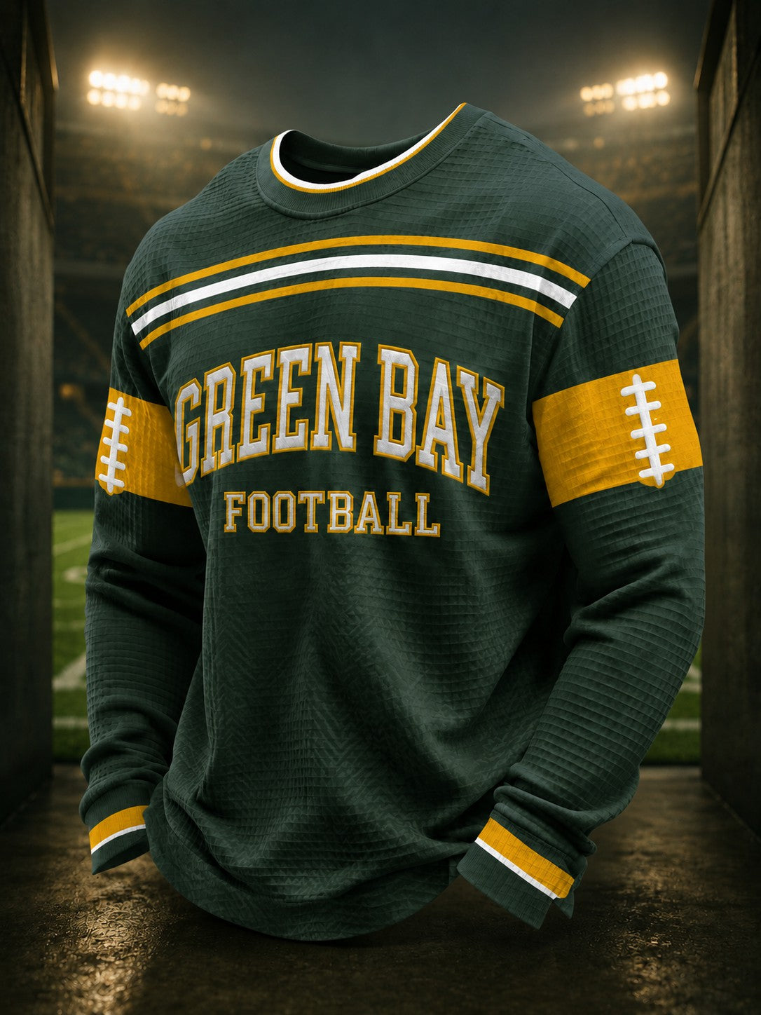 Men's Football Printed Waffle Long Sleeve T-Shirt
