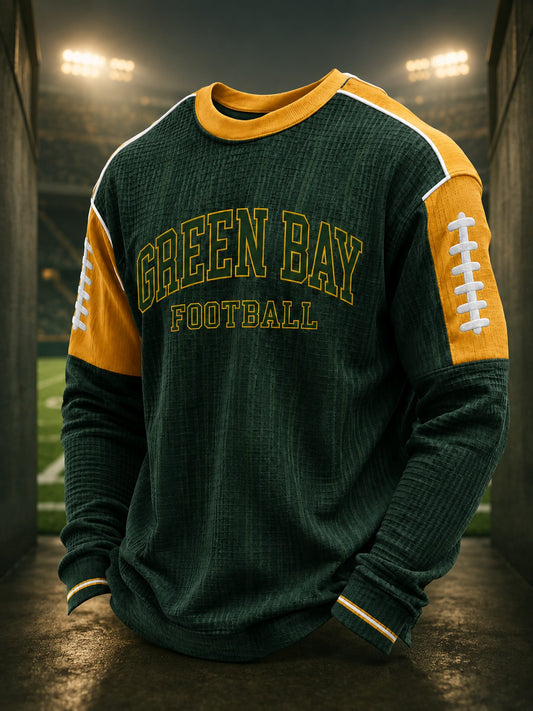Men's Football Printed Waffle Long Sleeve T-Shirt