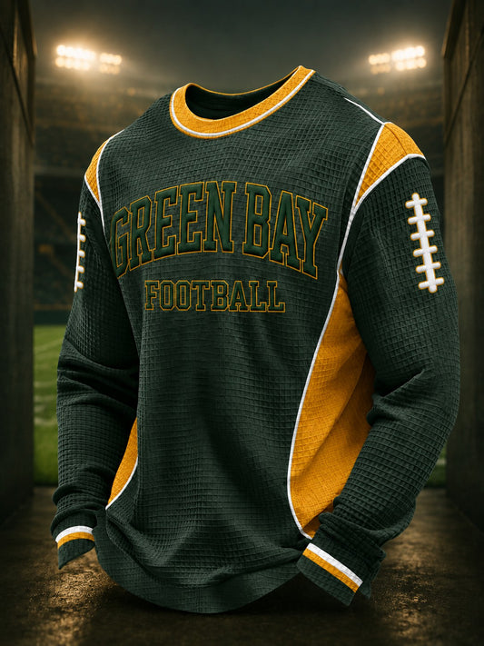 Men's Football Printed Waffle Long Sleeve T-Shirt