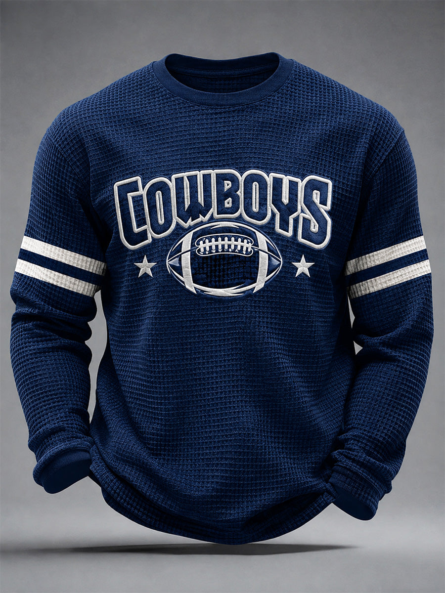 Men's Football Gameday Gift For Football Fans Casual Waffle Long Sleeve Top
