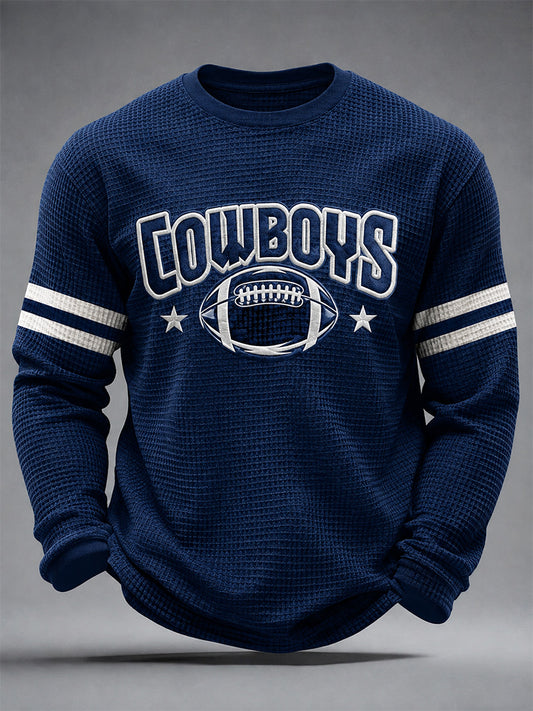 Men's Football Gameday Gift For Football Fans Casual Waffle Long Sleeve Top