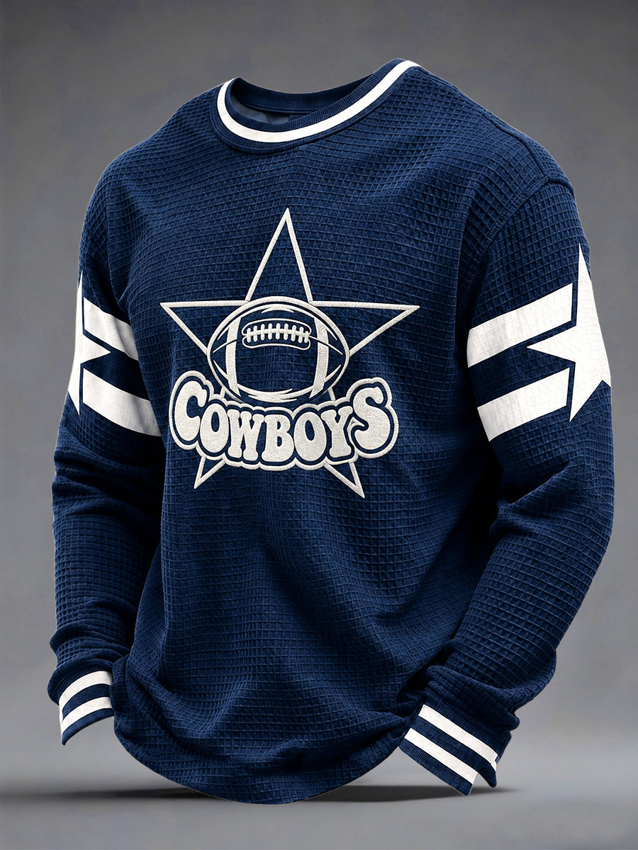 Men's Football Gameday Gift For Football Fans Casual Waffle Long Sleeve Top