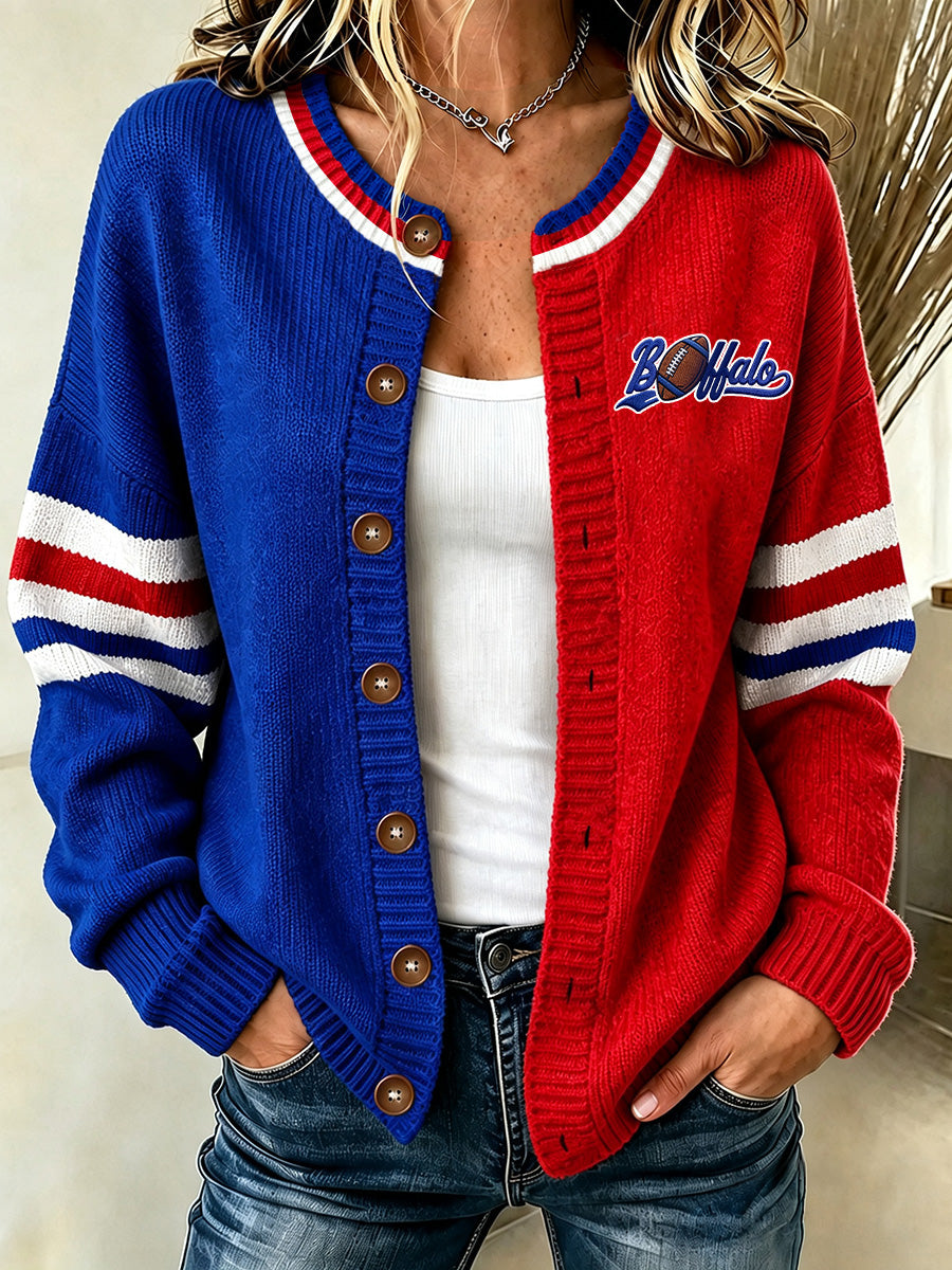 Women's Football Lover Buffalo Print Casual Cardigan