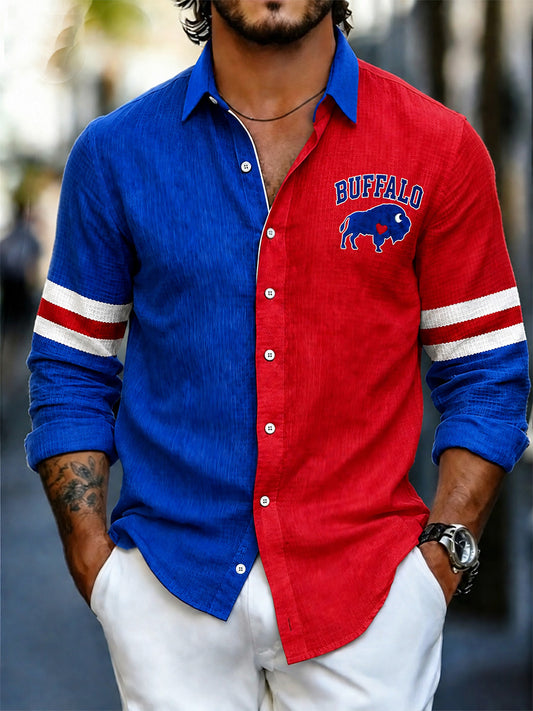 Men's Football Lover Buffalo Print Casual Shirt