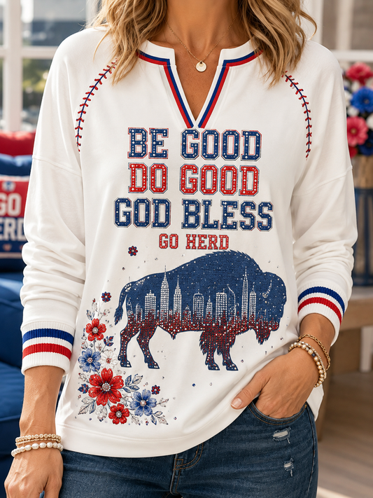 Women's Buffalo Bills Casual V-Neck Sweatshirt
