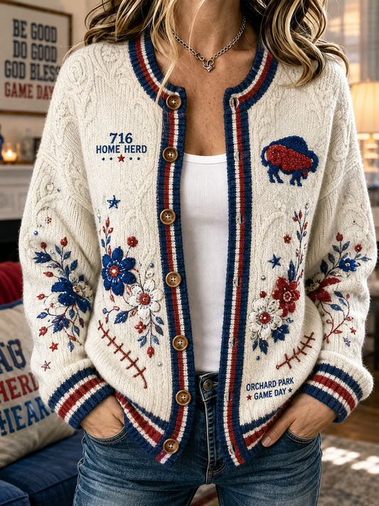 Women's Buffalo Bills Cardigan-Style Knit Jacket