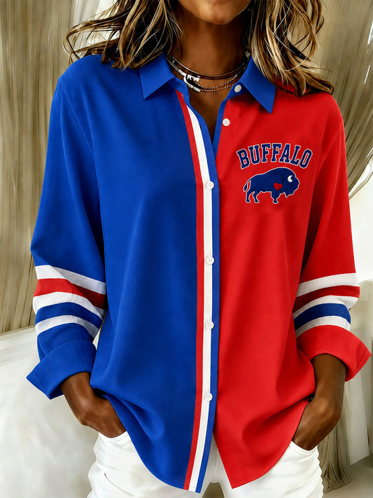 Women's Football Lover Buffalo Print Casual Shirt