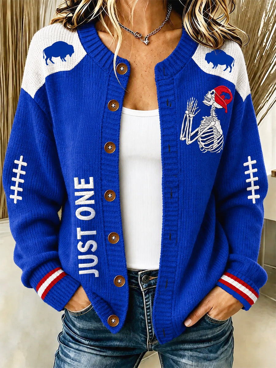 Women's Football Lover Buffalo Print Casual Cardigan