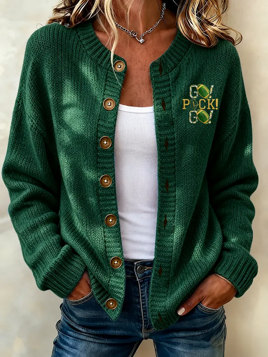 Women's Football Cardigan-Style Knit Jacket