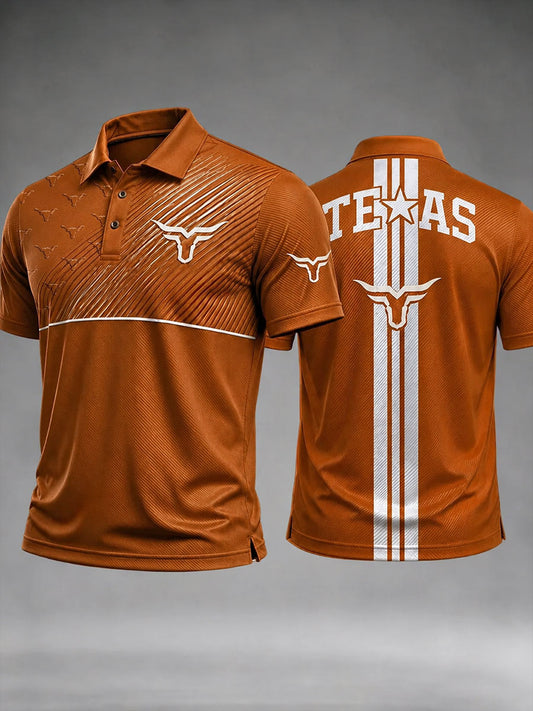Men's Game Day Football Print Casual Polo Shirt