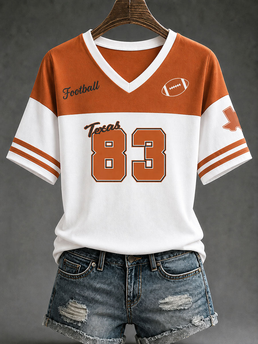 Women's Game Day Football Print Casual T-shirt