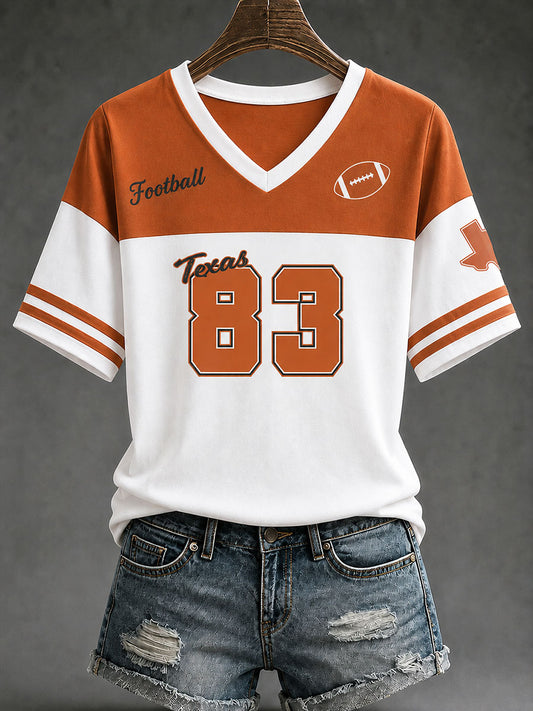 Women's Game Day Football Print Casual T-shirt