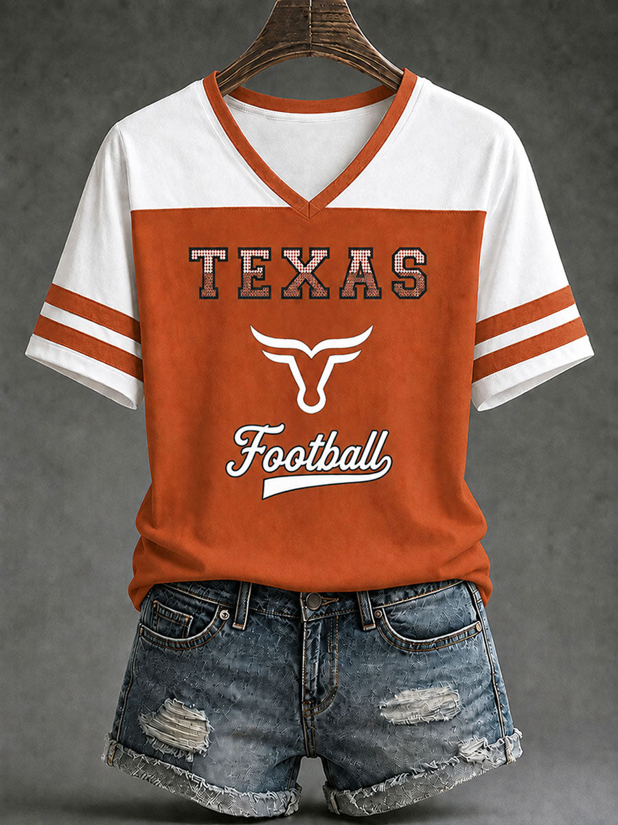 Women's Game Day Football Print Casual T-shirt