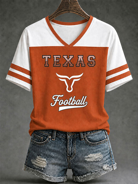 Women's Game Day Football Print Casual T-shirt
