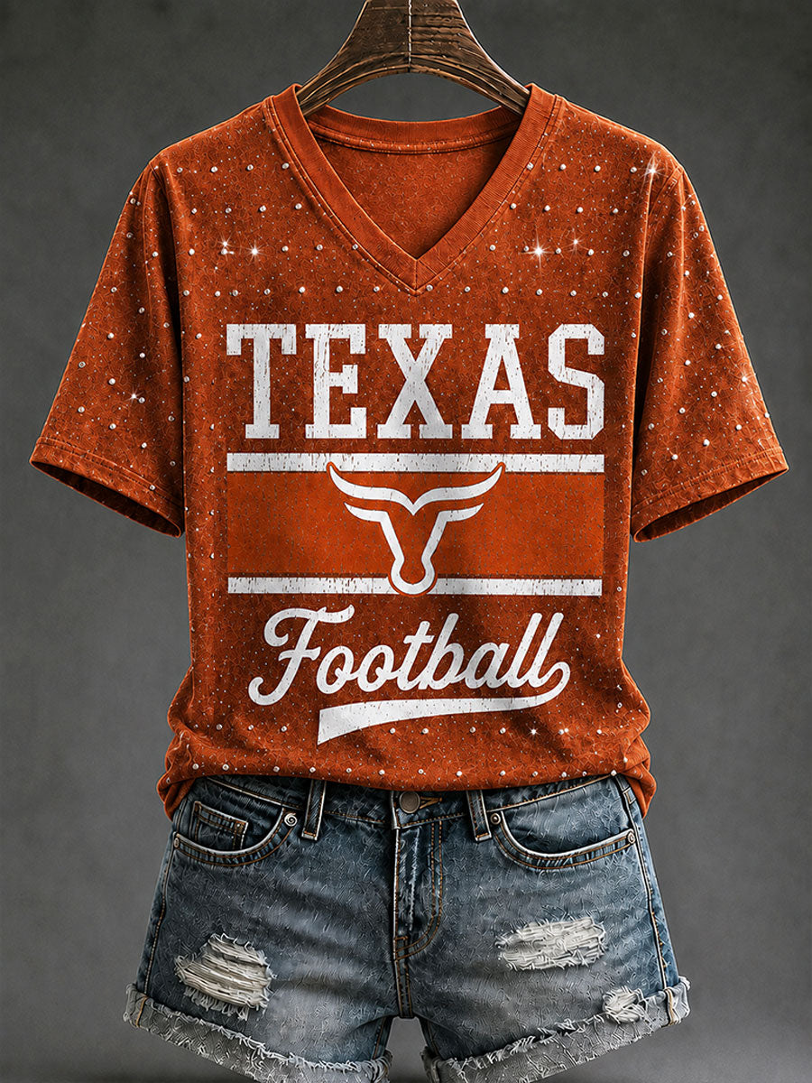 Women's Game Day Football Print Casual T-shirt