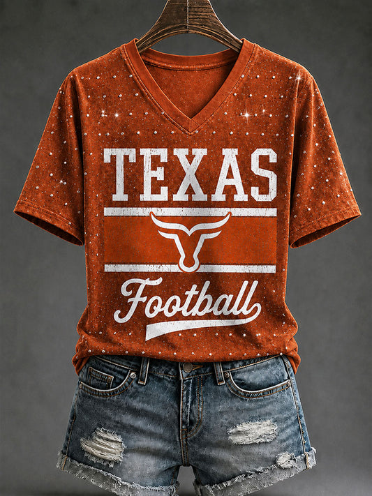 Women's Game Day Football Print Casual T-shirt