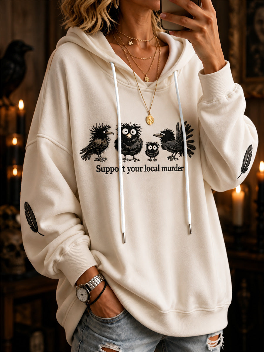Women's Halloween Crows Print Sweatshirt