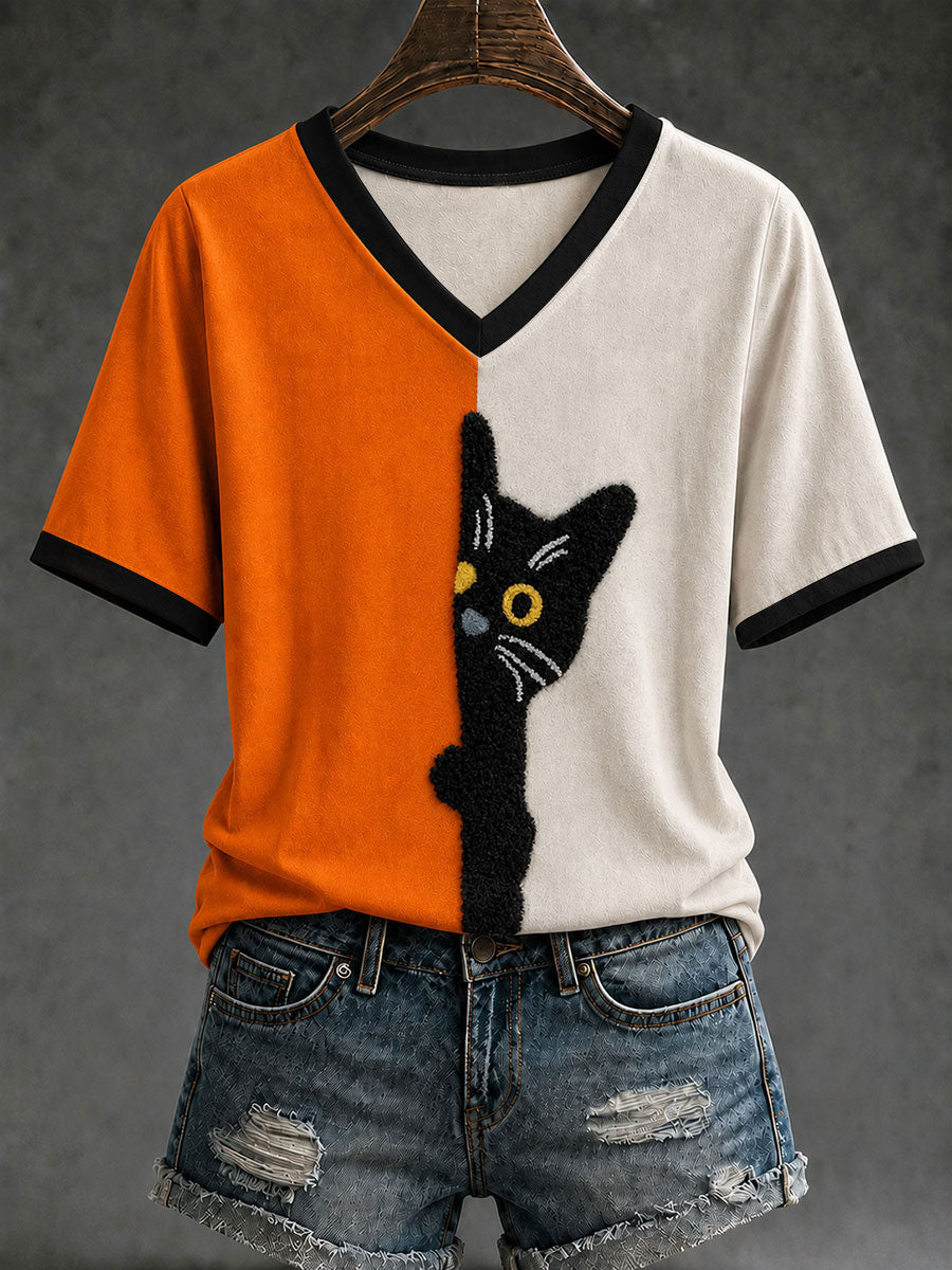 Women's Funny Cute Cat Short Sleeve T-shirt
