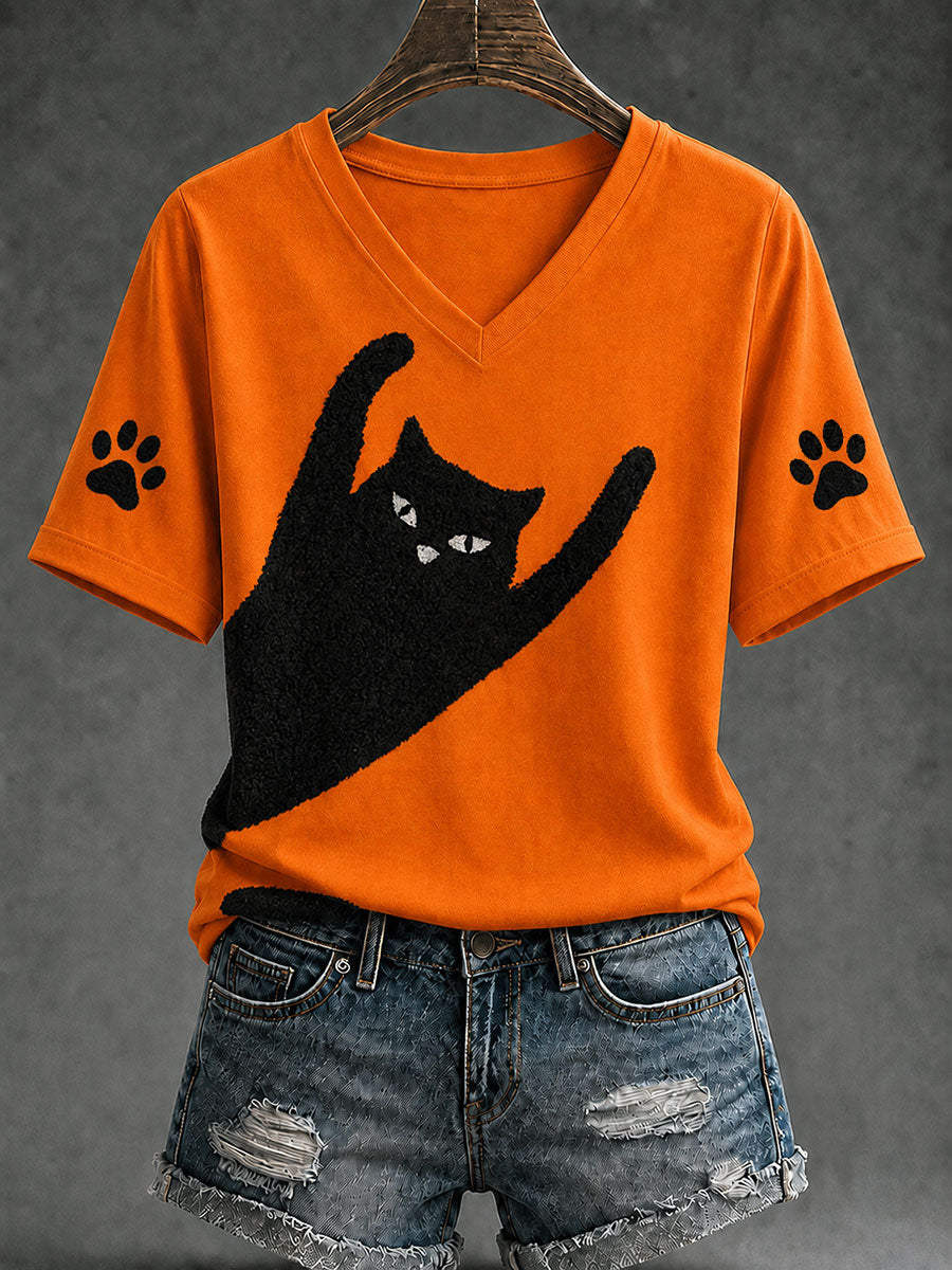 Women's Funny Cute Cat Short Sleeve T-shirt