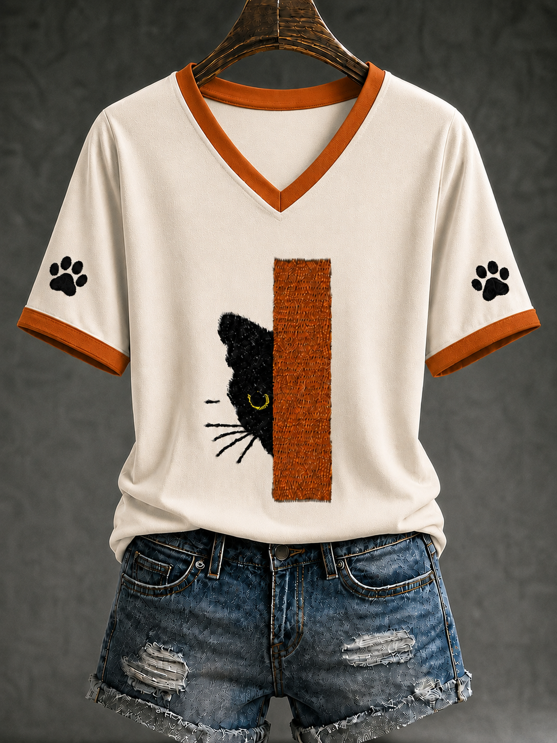 Women's Funny Cute Cat Short Sleeve T-shirt