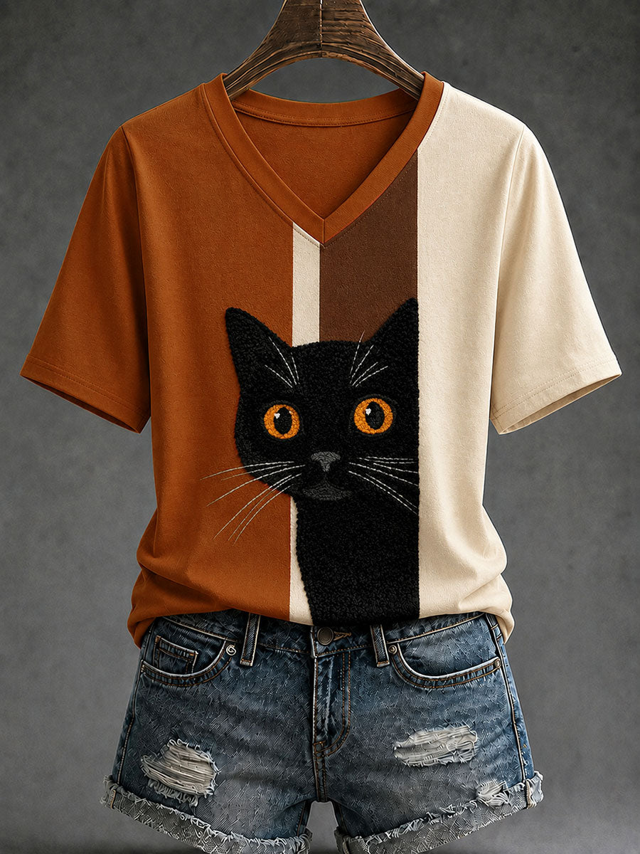Women's Funny Cute Cat Short Sleeve T-shirt