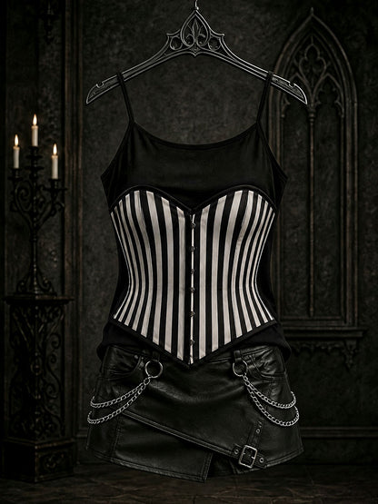 Women's Gothic Black and White Striped Vests