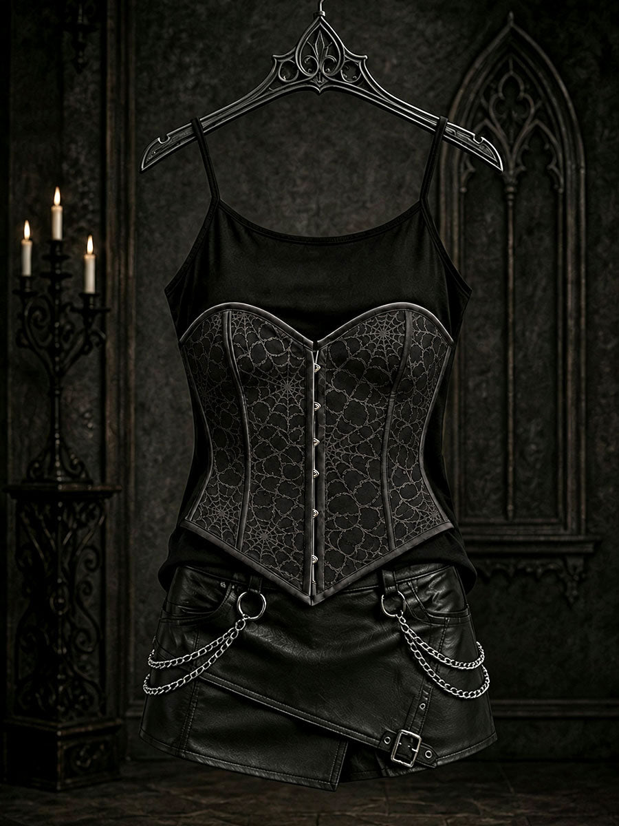 Women's Halloween Gothic Spiderweb Vests