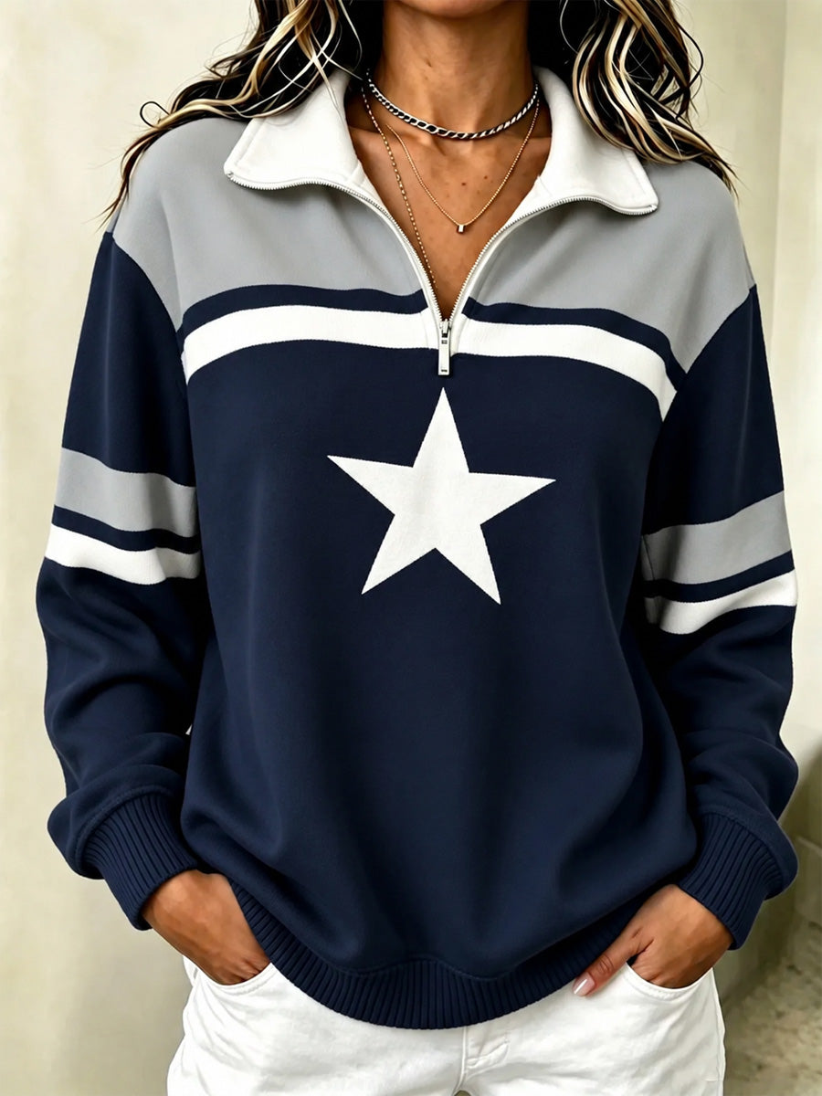 Women's Football Gameday Gift For Football Fans Casual Zip Up Sweatshirt