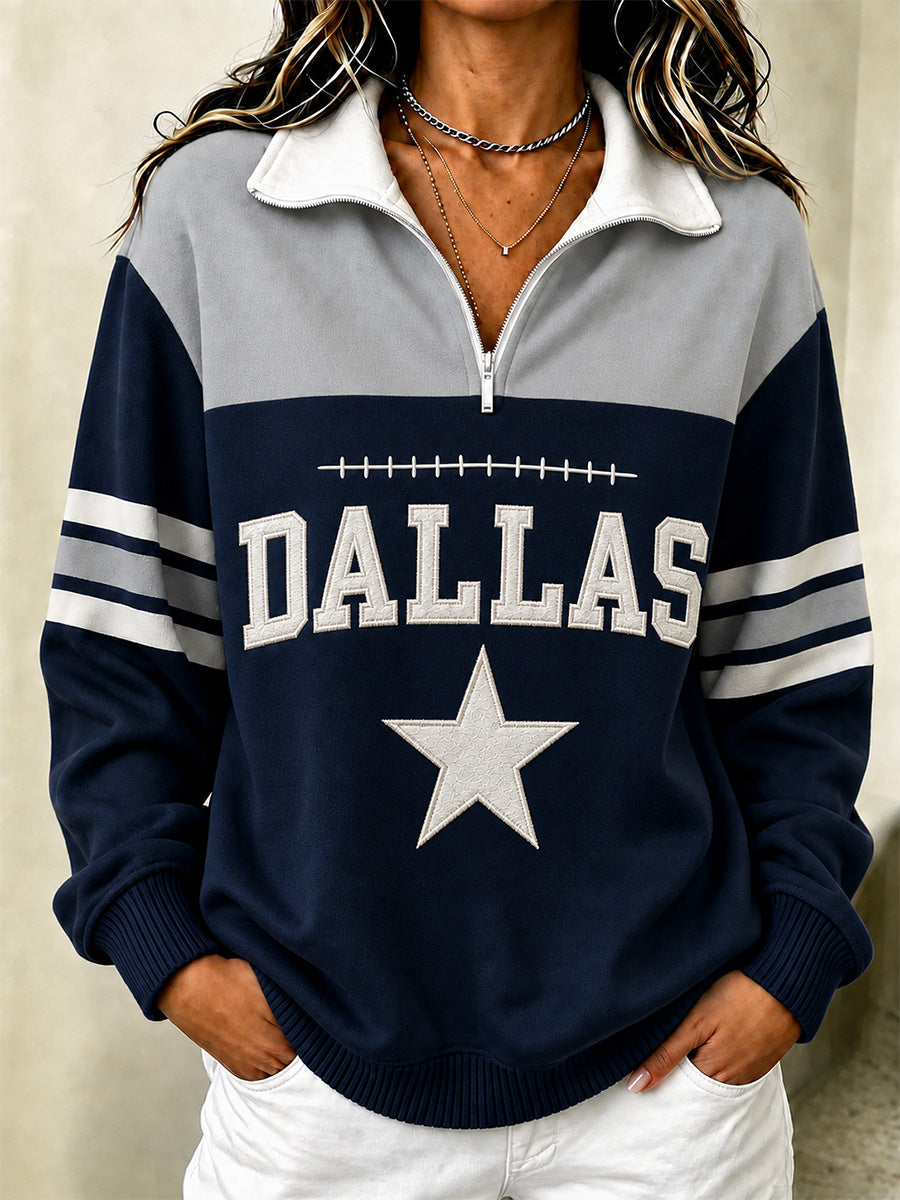 Women's Football Gameday Gift For Football Fans Casual Zip Up Sweatshirt