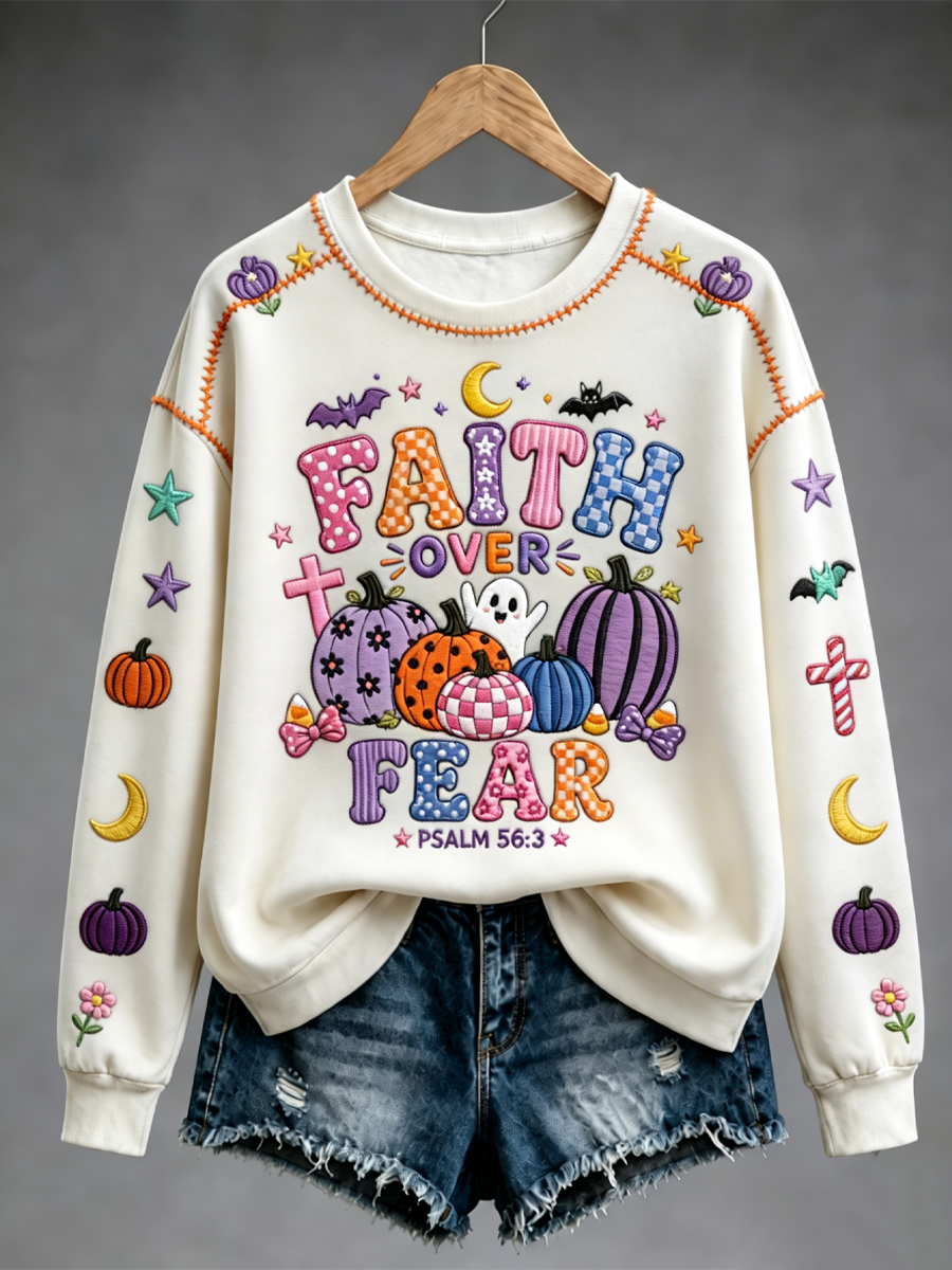 Women's Faith Over Fear Halloween Regular Sweatshirt