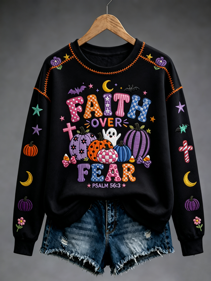 Women's Faith Over Fear Halloween Regular Sweatshirt