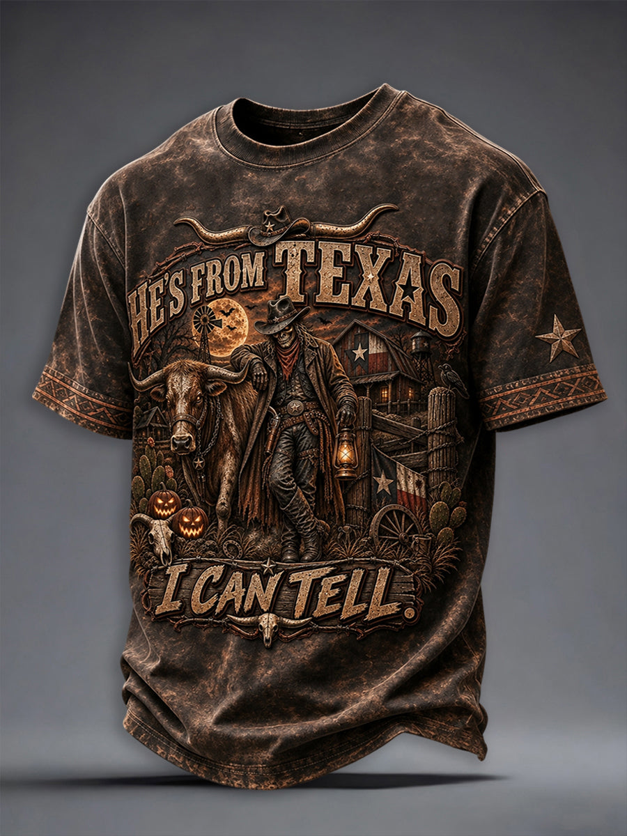 Men's Texas Halloween Printed T-shirt