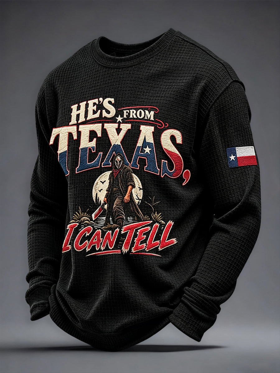 Men's Texas Halloween Print Waffle Sweatshirt