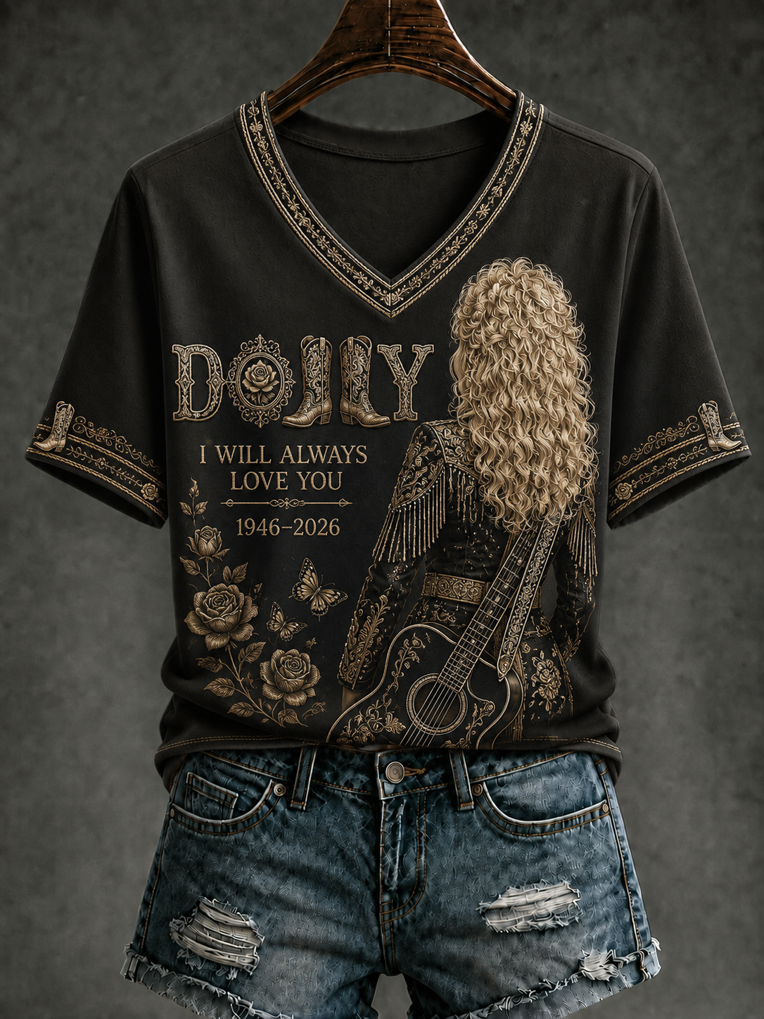 Women's I WILL ALWAYS LOVE YOU Printed V-neck T-shirt