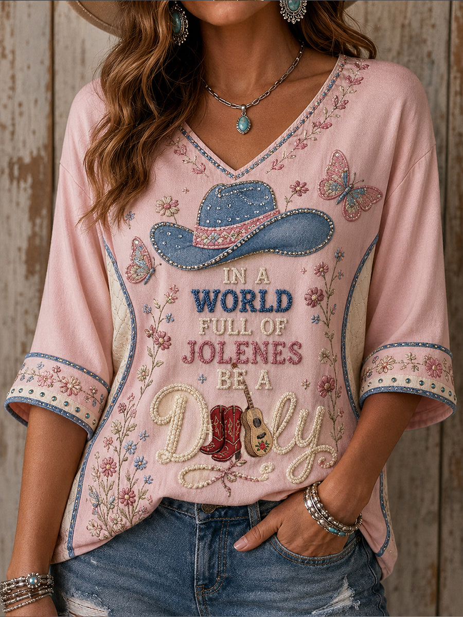 Women's Rip Country Music Lover Queen of Country Printed T-Shirt