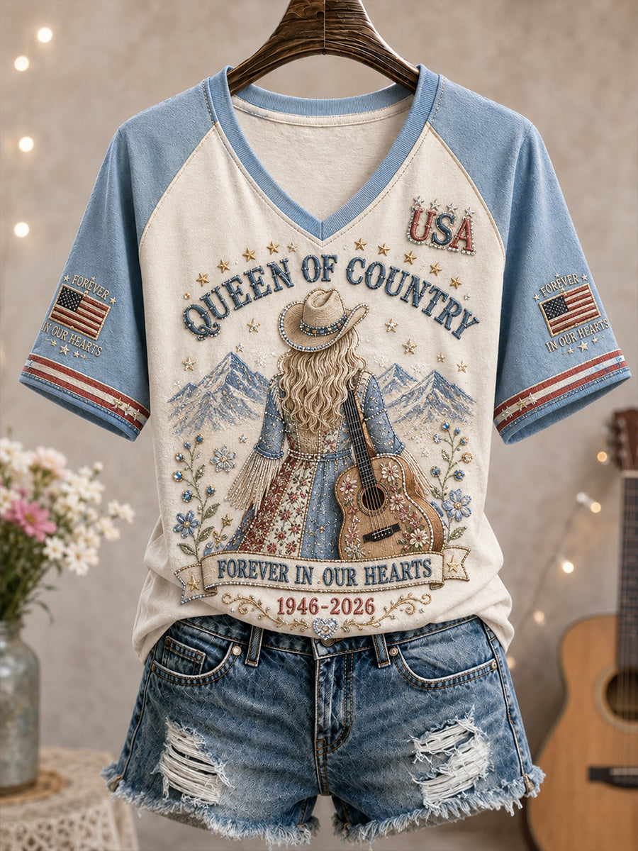 Women's Country Singer Tribute Graphic V-Neck Raglan Sleeve T-Shirt