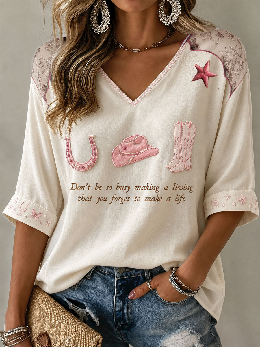 Women's Rip Country Music Lover Queen of Country Printed T-Shirt