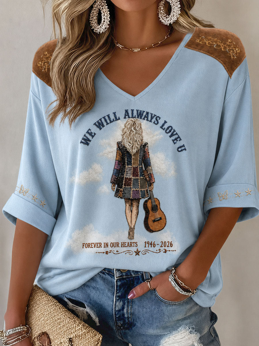 Women's Rip Country Music Lover Queen of Country Printed T-shirt