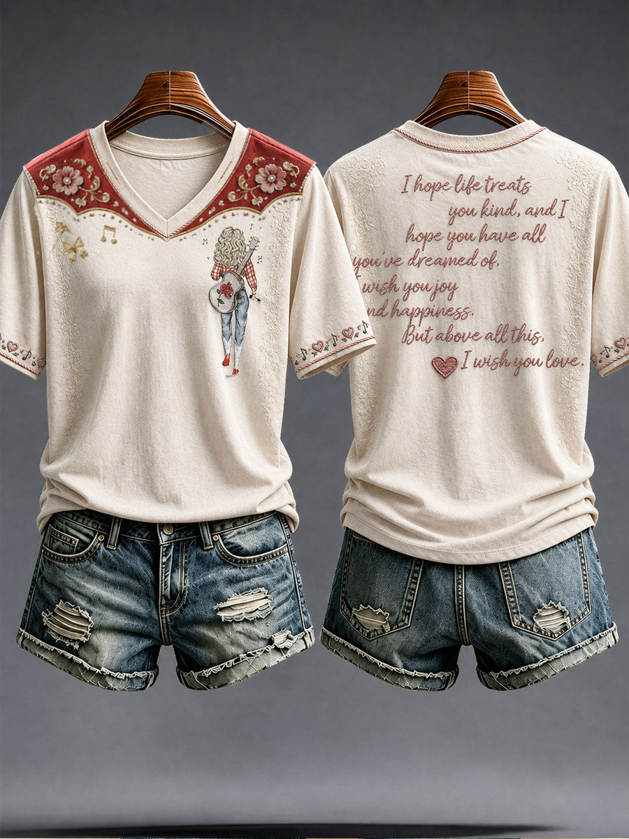 Women's Rip Country Music Lover Queen of Country Printed T-Shirt