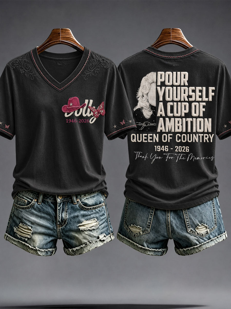 Women's Rip Country Music Lover Queen of Country Printed T-Shirt