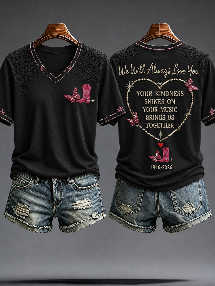 Women's Rip Country Music Lover Queen of Country Printed T-Shirt