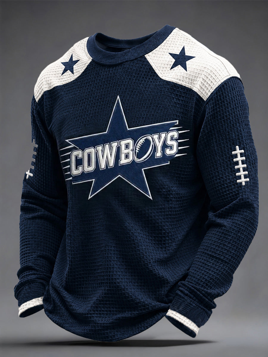 Men's Football Gameday Gift For Football Fans Casual Waffle Long Sleeve Top
